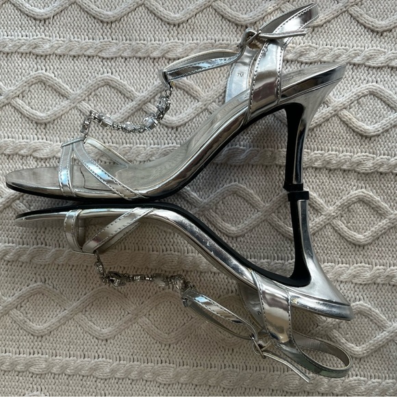 Jacqueline Ferar Vintage Rhinestone Silver Sandal Heels Women’s size 7 - Picture 7 of 12